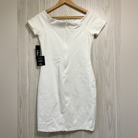 Lulus Me Oh My White Off-the-Shoulder Bodycon Dress Size L NWT - Picture 7 of 7